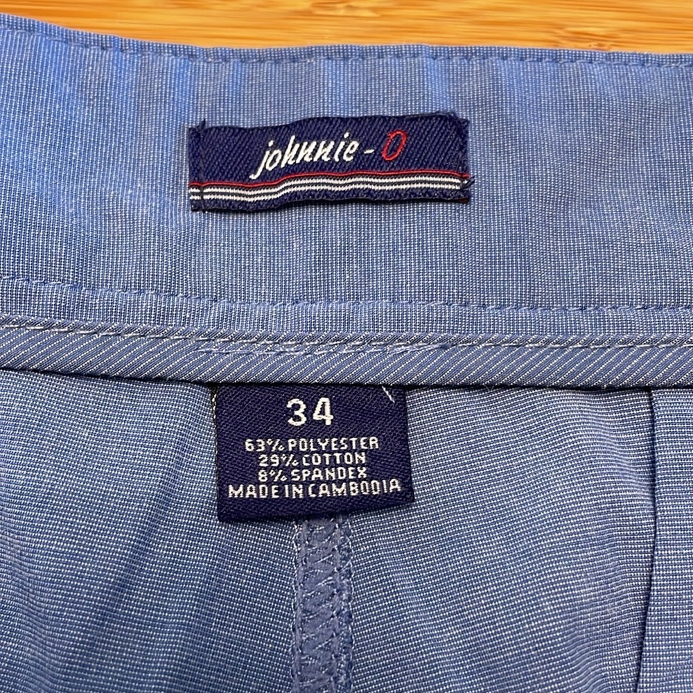 JOHNNIE-O Men’s Jupiter Cotton Performance Shorts Size 34 Blue Pockets Chino - Picture 11 of 16